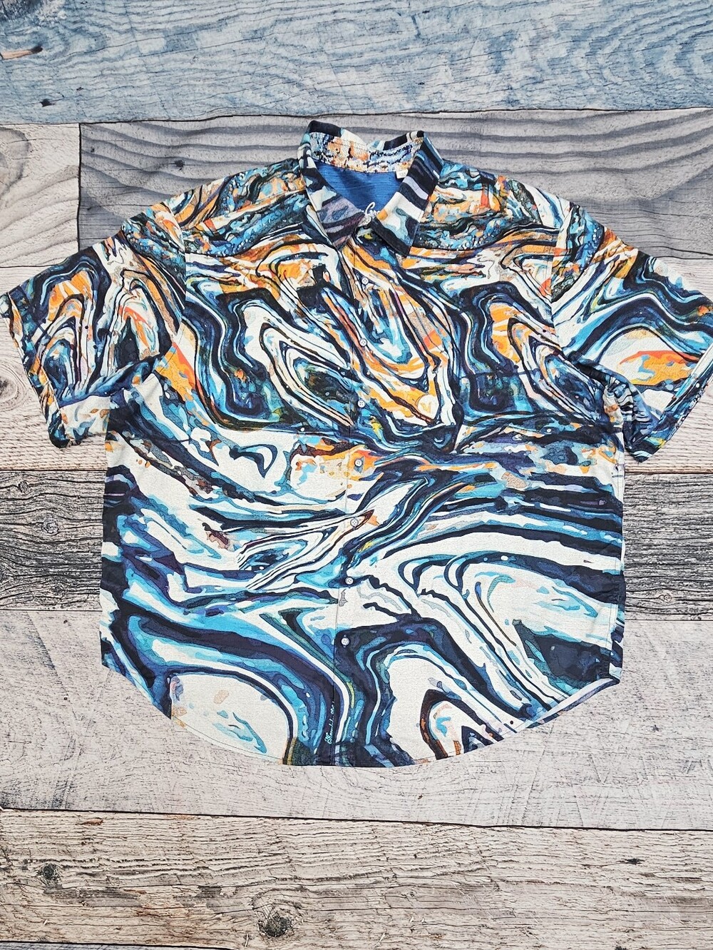 Robert Graham Beachmont Abstract Print Button Up Short Sleeve Men's Size 2XL